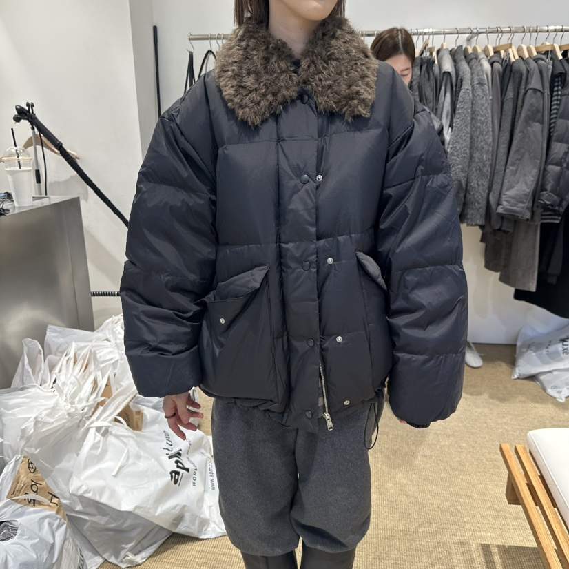 SELF SERVICE/MASOF韓國代購26秋冬毛領短款羽絨短款羽絨服羽SELF SERVICE/MASOF短款羽絨服