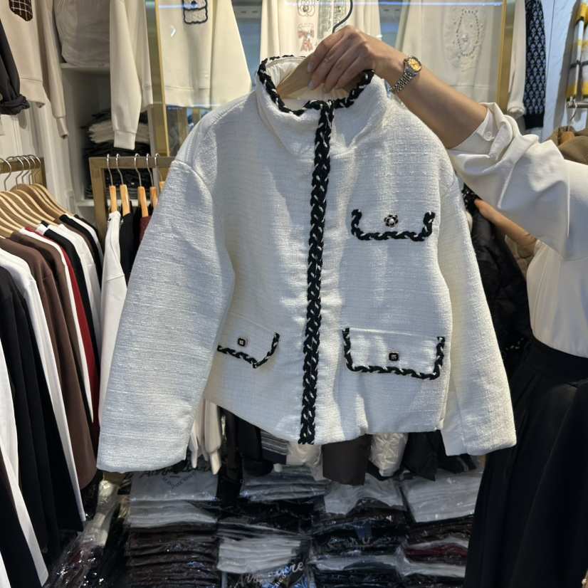 COCO HOLIC東大門代購26秋冬小香風立領短款夾克口袋立領黑色COCO HOLIC夾克