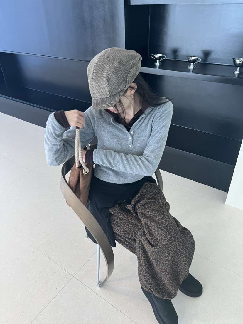 ME MO東大門實拍26秋冬復古燈芯絨鴨嘴帽帽子燈芯絨鴨ME MO帽子